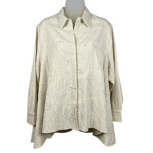 Aurora Molina x Bernice Steinbaum Silk Embroidered Artist Blouse‎ Cream OS Rare